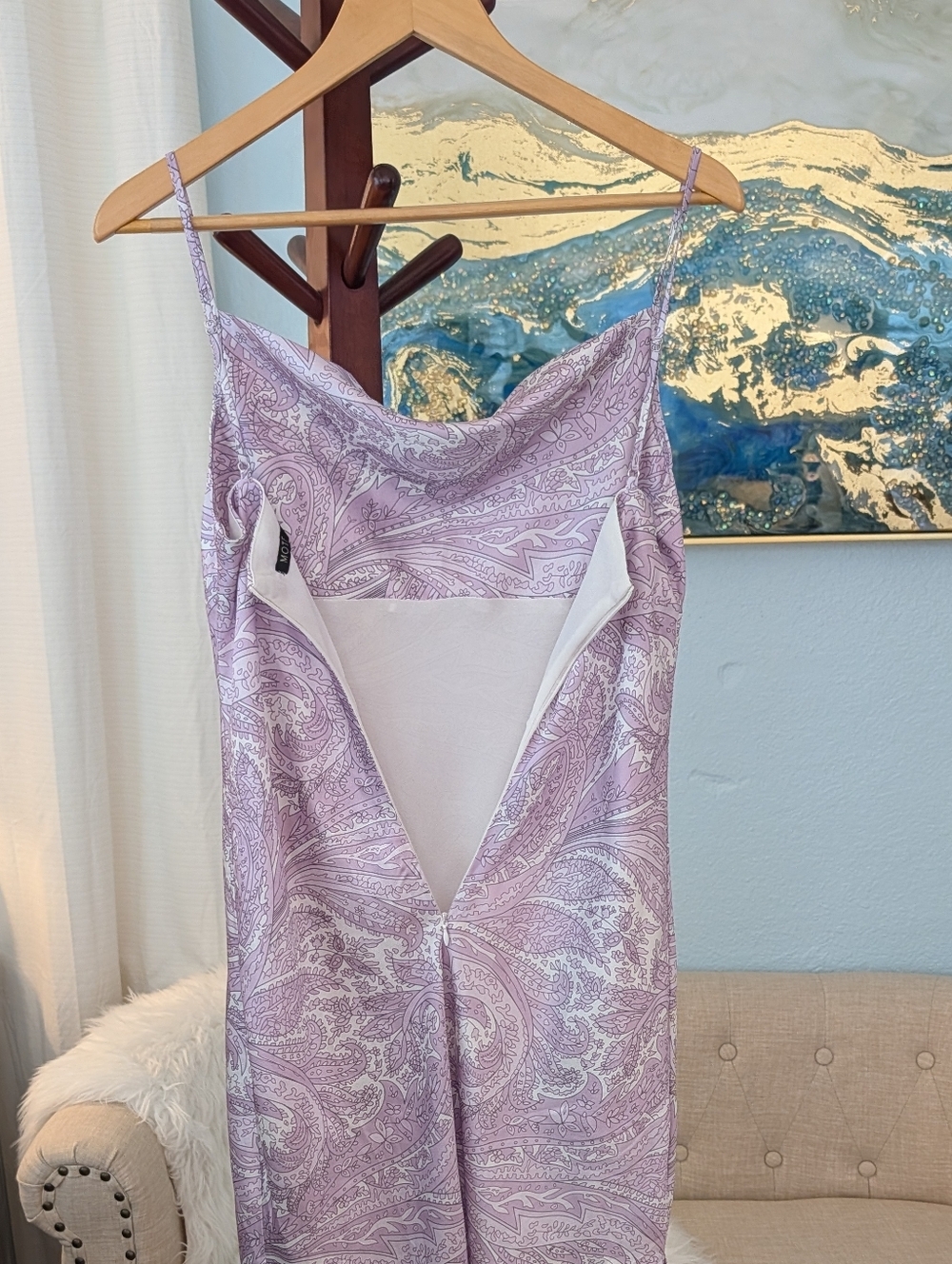 MOTF Satin  Paisley Print Midi Dress Woman's M - Picture 5 of 13